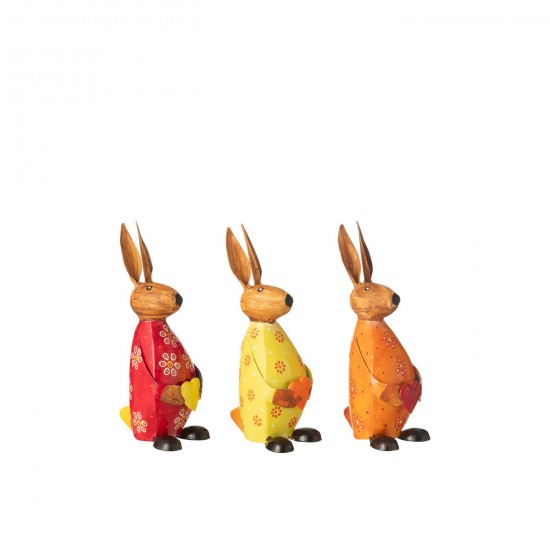 J Line Rabbit Holding Heart Iron Mix Small Assortment Of 3 rabbits.