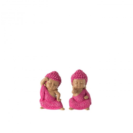 J Line Monk Fight Resin Pink Assortment Of 2 Monks.