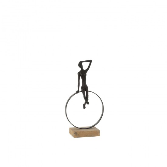J Line Lady On Ring Stand Resin Iron Black woman women.
