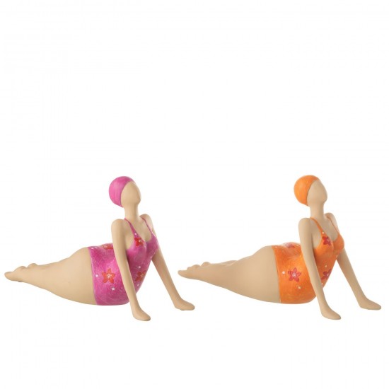 J Line Woman Yoga Lying Polyresin Mix Assortment Of 2 woman women.