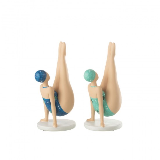 J Line Woman Yoga On Hands Polyresin Mix Assortment Of 2 woman women.