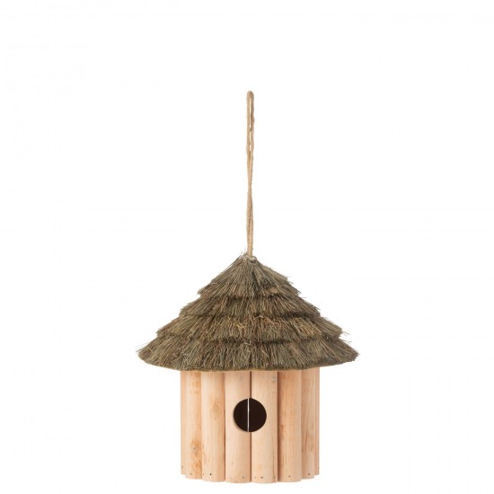 J Line Birdhouse Hanging Open Wood Dried Grass Natural birdhouses birdcages.