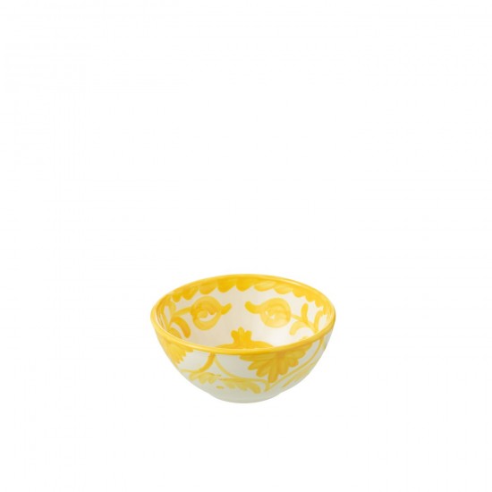 Jline Bowl Granada High Ceramic White Yellow Small schuessel schale.