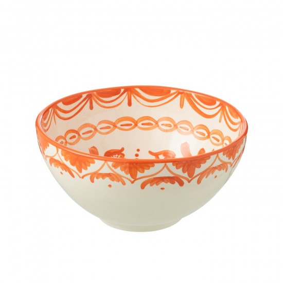 Jline Bowl Granada High Ceramic White Orange Large schuessel schale.