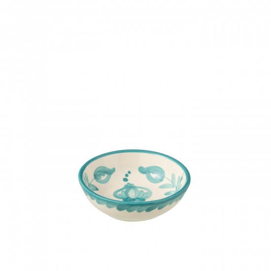 Jline Bowl Granada Low Ceramic White Aqua Small schuessel schale.