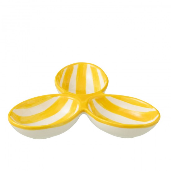 Jline Apero Dish Granada Stripes Clover Ceramic White Yellow Geschirrserie essgeschirr.