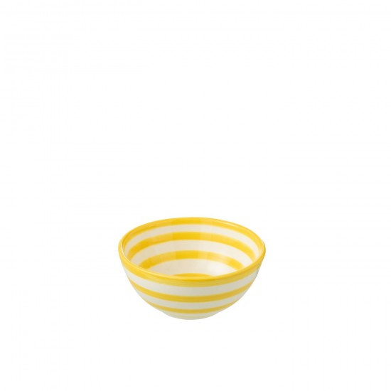 Jline Bowl Granada Stripes High Ceramic White Yellow Small schuessel schale.