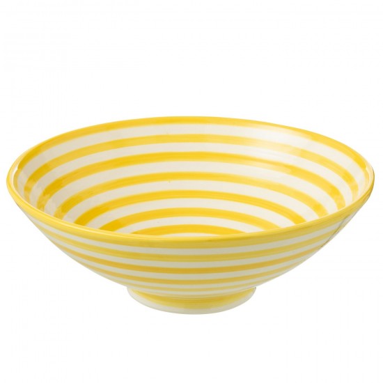 Jline Lebrillo Bowl Granada Stripes Ceramic White Yellow Geschirrserie essgeschirr.