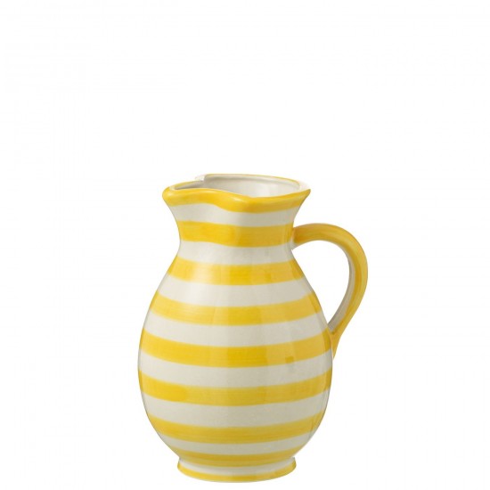 J Line Pitcher Granada Stripes Ceramic White Yellow Medium crockery series Dinnerware.