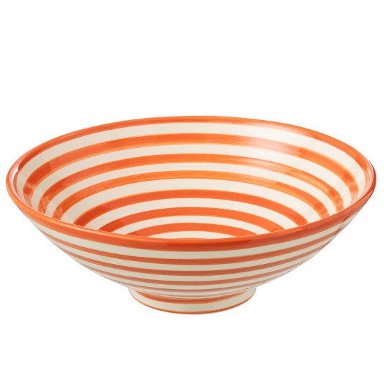 Jline Lebrillo Bowl Granada Stripes Ceramic White Orange Geschirrserie essgeschirr.