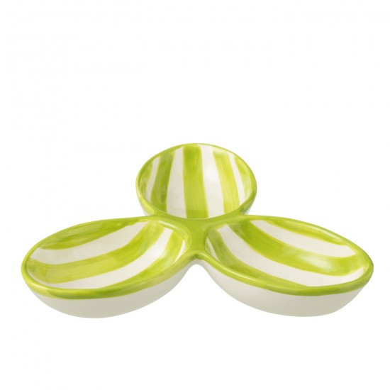 Jline Apero Dish Granada Stripes Clover Ceramic White Green Geschirrserie essgeschirr.