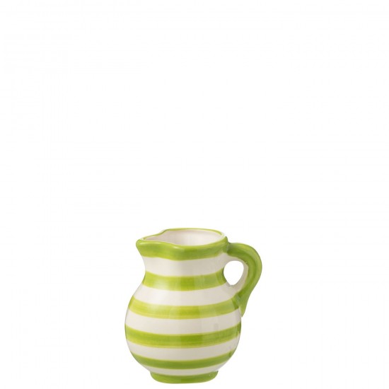 J Line Pitcher Granada Stripes Ceramic White Green Small crockery series Dinnerware.