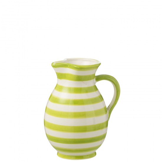 J Line Pitcher Granada Stripes Ceramic White Green Medium crockery series Dinnerware.