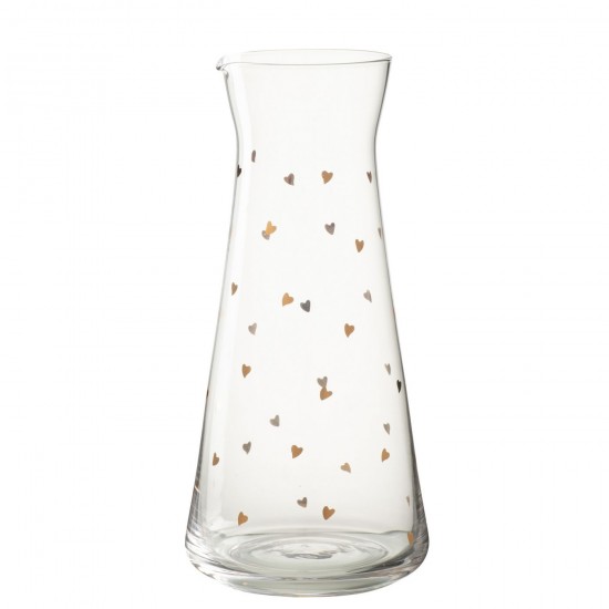 J Line Carafe Heart Glass Transparent Gold wine decanters glass.