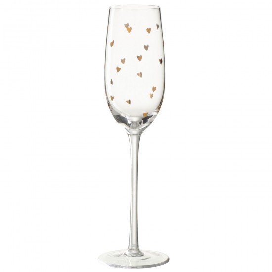 J Line Champagne Glass Heart Glass Transparent Gold glasses.