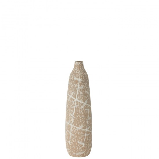 J Line Vase Dune Narrow Stoneware Beige White Small.