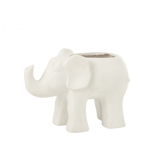 J Line Flowerpot Elephant Clay White flowerpots.