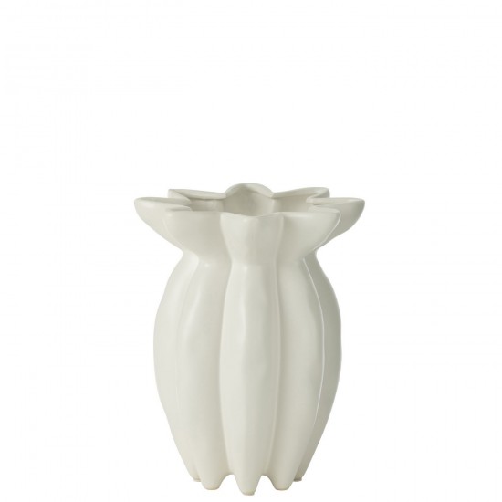 J Line Vase Lotus Ceramic White Small.