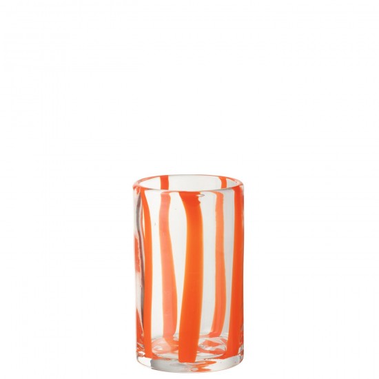 J Line Drinking Glass Stripes Glass Transparent Orange drinking glasses.