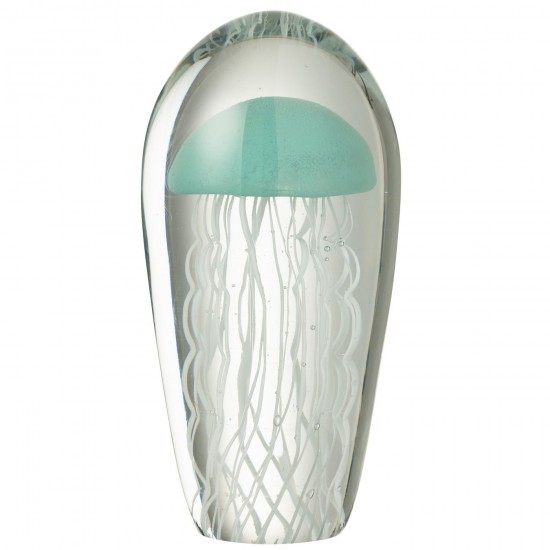 Jline Presse Papier Calypso Oval Glas Transparent Hell Blau Large briefbeschwerer.