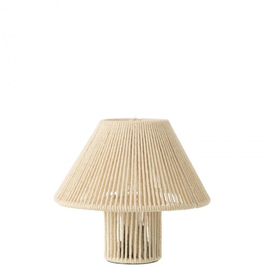 J Line Lampada Da Tavolo Metallo Cotone Naturale Lámpara Led Madera Algodón Natural.