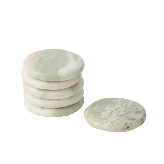 J Line Set 6 Sottobicchieri Marmo Bianco Verde Juego De 6 Posavasos De Mármol Blancos Verde.