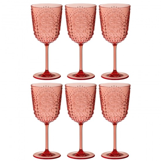 J Line Box Of 6 Wine Glass Plastic Red storage boxes holders.