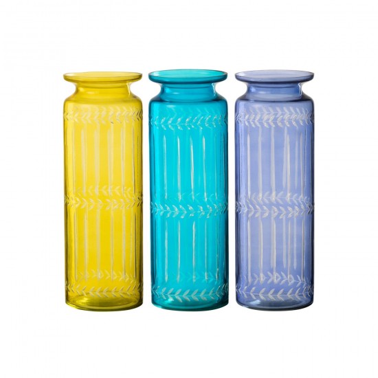 J Line Vase Tarifa Glass Mix Assortment Of 3.