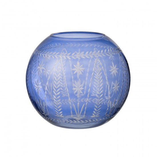 J Line Vase Tarifa Round Glass Blue.