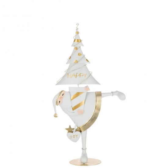 J Line Babbo Natale Led Albero Ferro Oro Bianco Small Papá Noel Led Árbol Plancha Dorado Blanco Small.