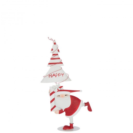 J Line Babbo Natale Led Albero Ferro Rosso Natale Bianco Small Papá Noel Led Árbol Plancha Rojo Navidad Blanco Small.