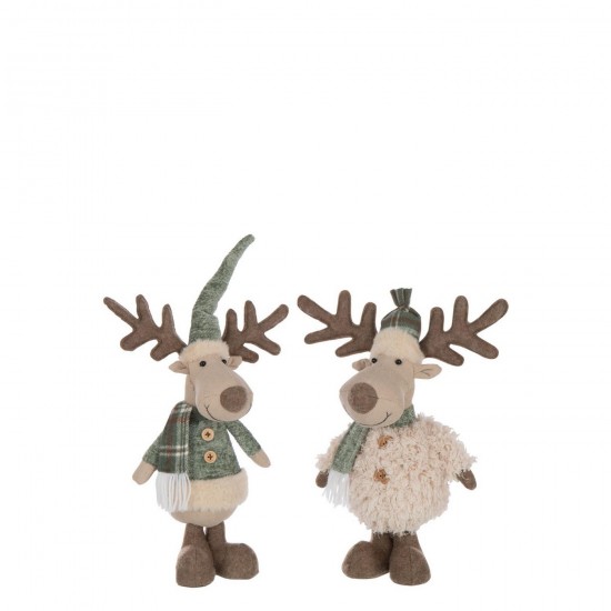J Line Moose Scarf Polyester Off White Green Assortment Of 2 moose.