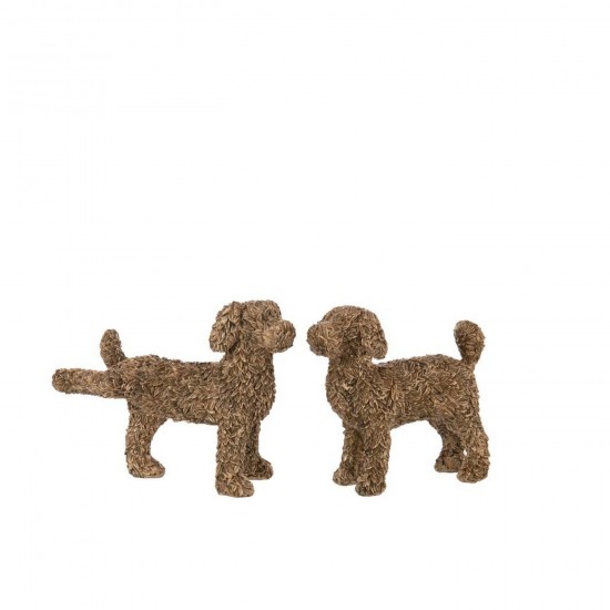 J Line Dog Relief Polyresin Gold Colored Assortment Of 2 dogs.