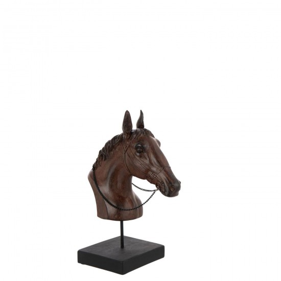 J Line Horse Head On Stand Polyresin Dark Brown Small horses.