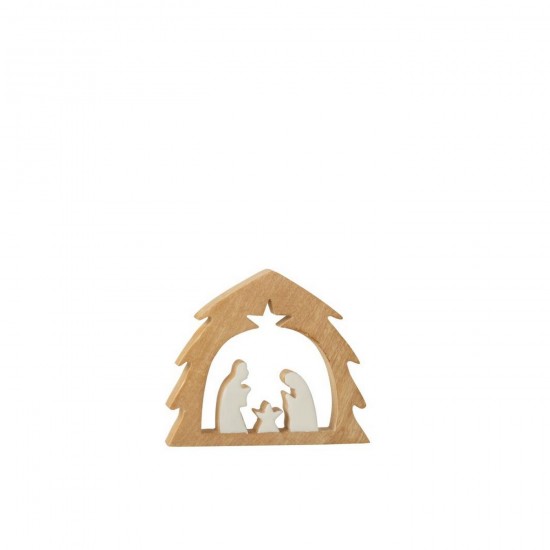 J Line Nativity In Tree Mango Wood White Natural Small cribs nativity scenes.