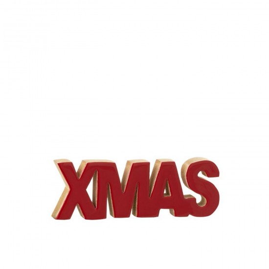 J Line Xmas Shiny Mango Wood Christmas Red Natural.