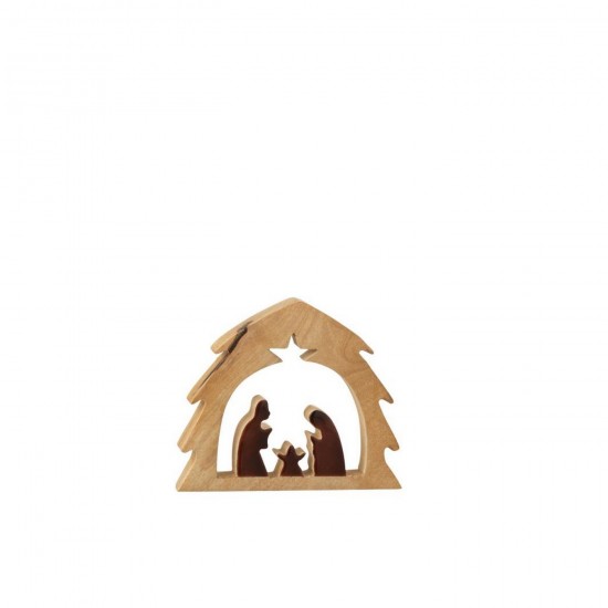 J Line Nativity In Tree Mango Wood Natural Brown Small cribs nativity scenes.
