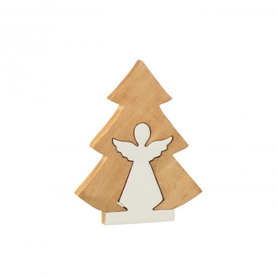 J Line Angelo In Albero Legno Di Mango Bianco Naturale Large Ángel En Árbol Madera De Mango Blanco Natural Large.
