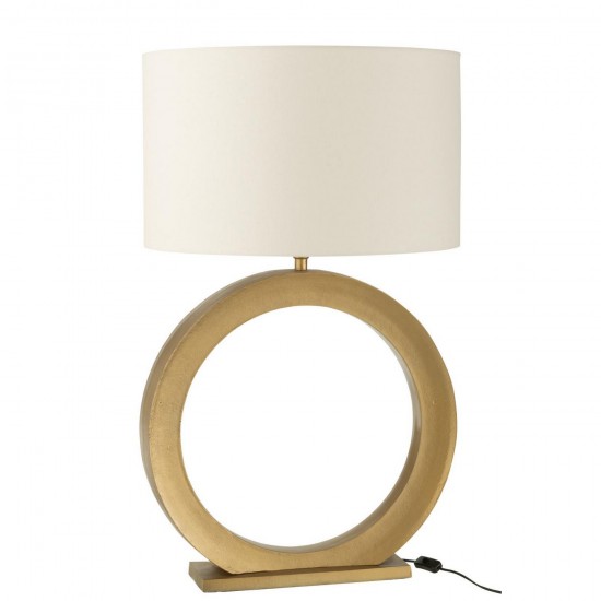 J Line Lampada Da Tavolo Rotondo Alluminio Oro Lámpara Redondo Aluminio Dorado.