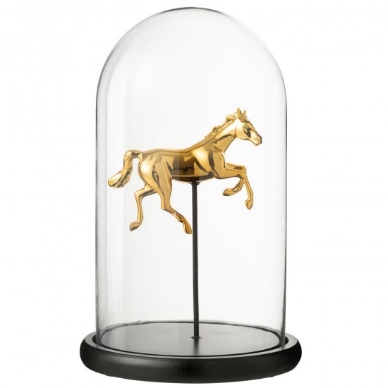 Jline Dekorative Glocke Pferd Glas Goldfarben Schwarz Large glasglocken.