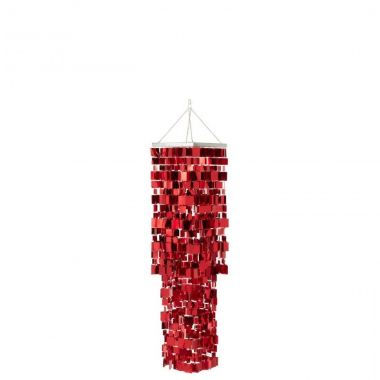 Jline Pantalla Candelabro Cuadrado Pvc Rojo Medium.