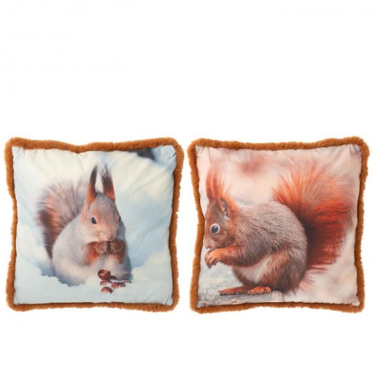 Jline Kissen Eichhörnchen Polyester Braun Gebrochenes Weiß Large Sortiert 2 kissen.