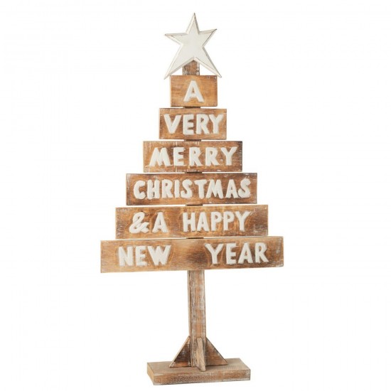 J Line Christmas Tree Star Albasia Wood Natural White x mas christmas trees on foot.