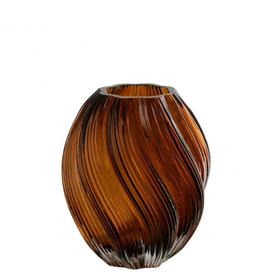 J Line Vase Carol Glass Brown Medium.