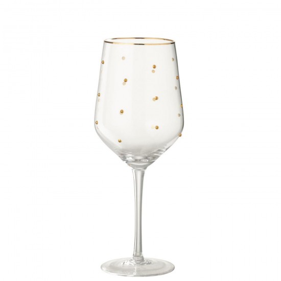 J Line Wine Glass Dots Glass Transparent Gold Colored wineglasses.