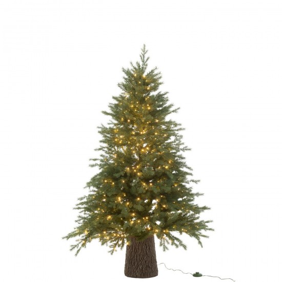 J Line Albero Di Natale 600 Led Base Di Legno Plastica Verde Scuro Árbol De Navidad 600 Led Base De Madera Plástico Verde Oscu.