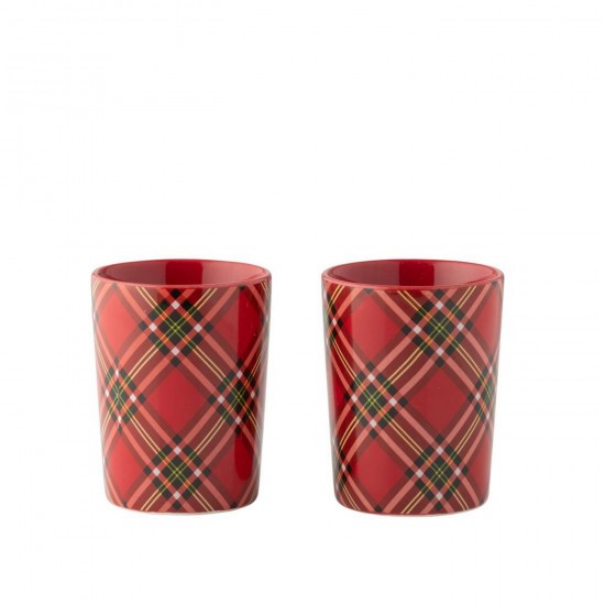 Jline Dose Von 2 Tasse Plaid Keramik Rot behalter aufbewahrungsdosen kisten.