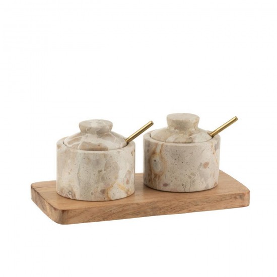 Jline Gewürzset Marmor Naturell Beige kaennchen topfe mit loeffel.