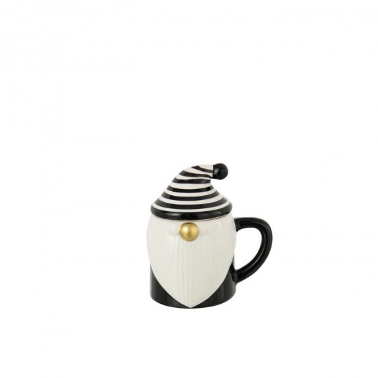 Jline Tasse Deckel Weihnachtsmann Dolomit Schwarz Weiß becher Grosse tasse.