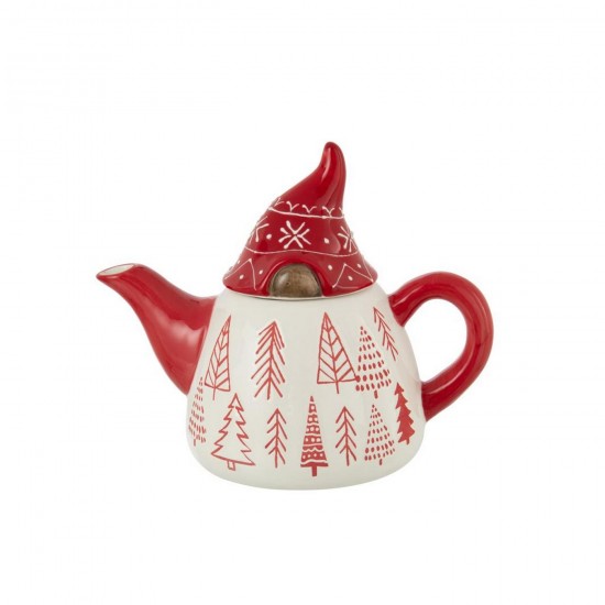 Jline Teekanne Weihnachtsmann Dolomit Weiß Weihnachtsrot teekannen.